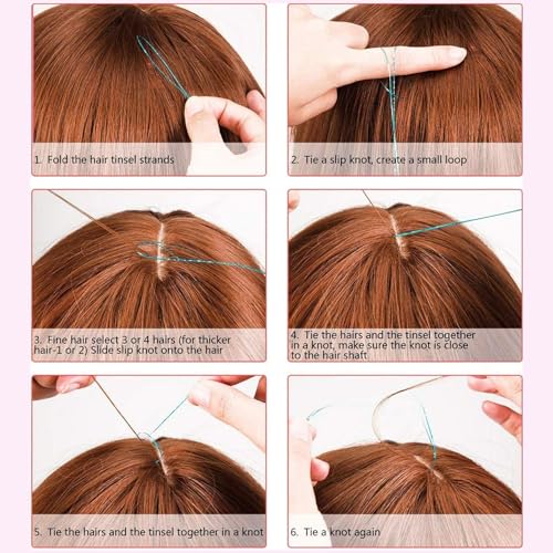 Hair Tinsel Kit with Tools Heat Resistant Fairy Glitter Hair Extensions