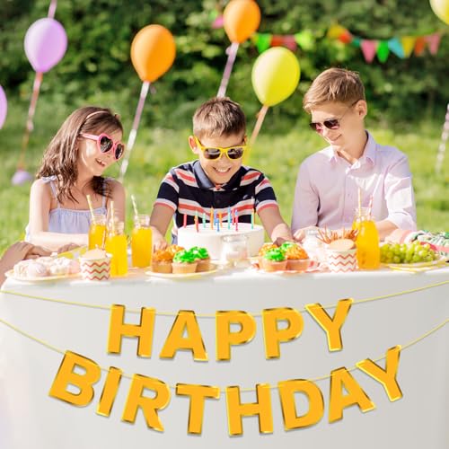 Yellow Happy Birthday Banner - Durable Party Decor for All Ages