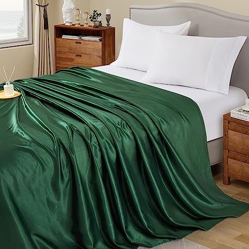 Ersmak Full Satin Flat Sheet - Luxury Ultra Soft Bedding, Emerald Green