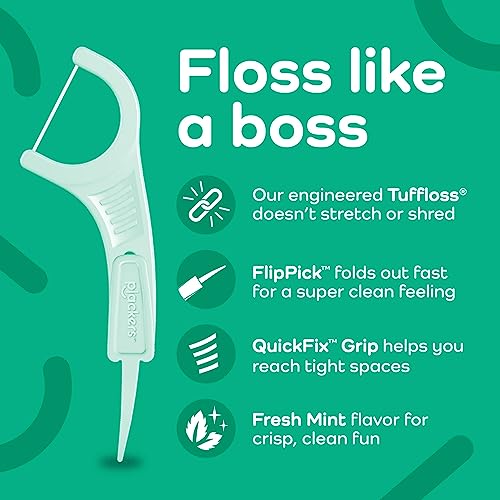 Plackers Micro Line Dental Floss Picks with Fold-Out Toothpick, Mint, 72 Count