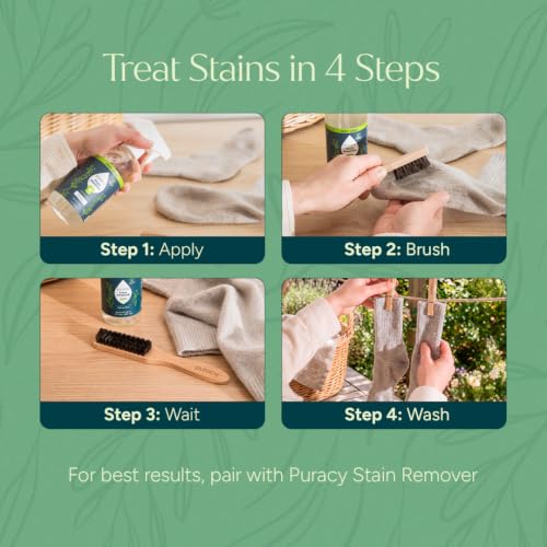 Puracy Laundry Stain Remover Brush - One Size, Vegan Bristles for Tough Stains
