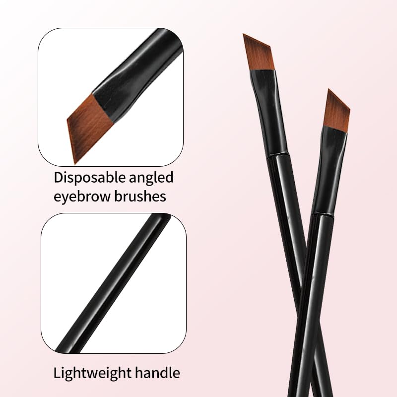Neuorge Disposable Angled Eyebrow Brushes - 20 Pcs Black Makeup Applicators