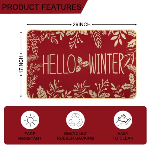 Heirloom Haven Red Christmas Door Mat - 29x17 Inch Welcome Mat