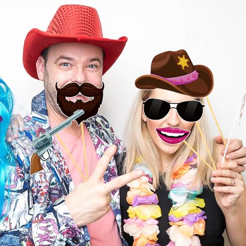 36 Cowboy Photo Booth Props for Western Theme Parties