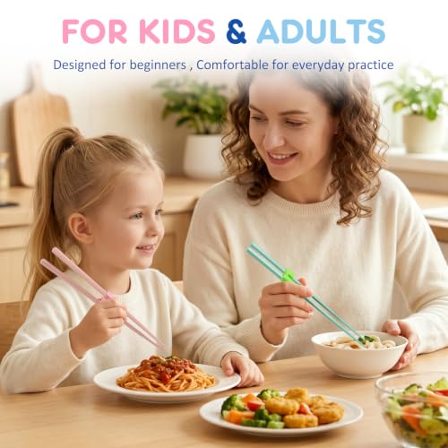 Training Chopsticks Set for Beginners - 8 Pairs with Clip-On Helpers