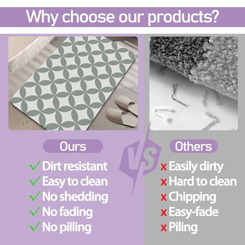 Sage Green Diatomite Bath Mat - Quick Drying & Non-Slip 17"x30"