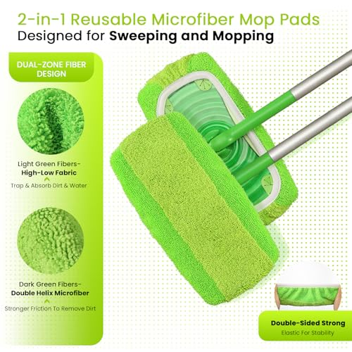 Snuvid 2-in-1 Microfiber Mop Pads for Swiffer Sweeper - 4-Pack