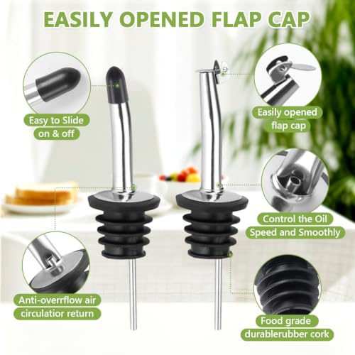 Leaflai 500ml Glass Olive Oil Dispenser Set - Transparent & Green, 2 Pack