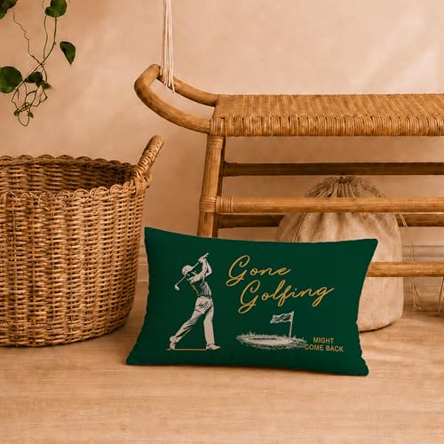 Dark Green Golf Pillow Cover 12x20 - Decorative Sports Accent