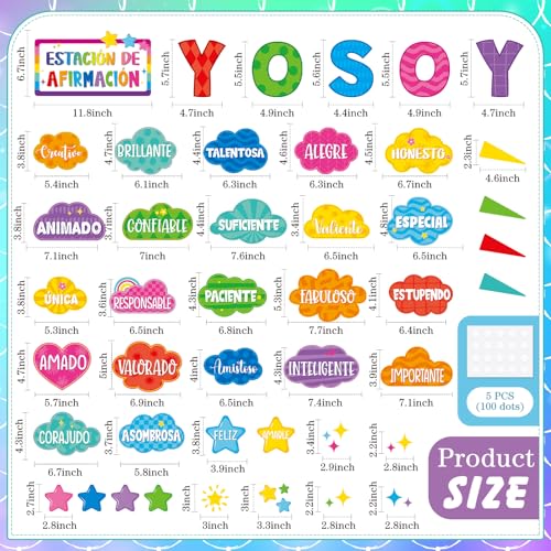 Gersoniel 44-Piece Spanish Affirmation Station Bulletin Board Set, Colorful