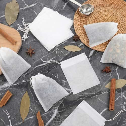 100 Disposable Tea Bags for Loose Leaf Tea - 3.15x3.94 Inches