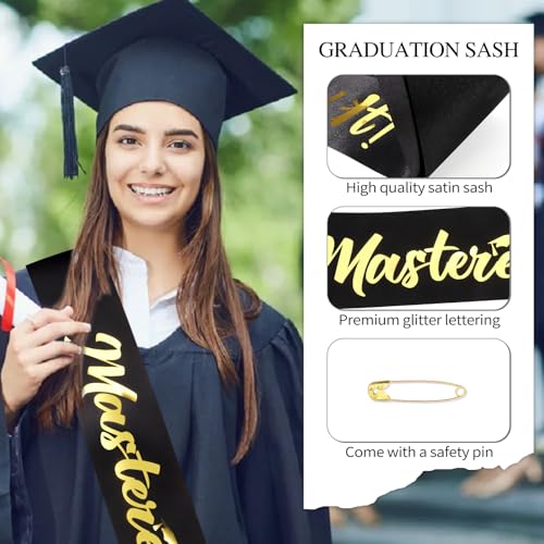 Mastered It Graduation Sash Black and Gold for Masters Degree