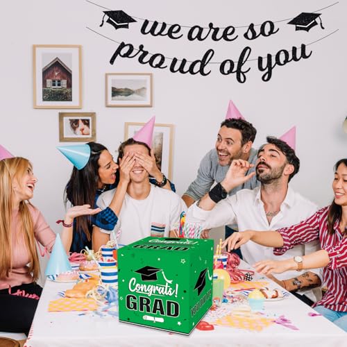 Green Graduation Card Box 2026 - Foldable Party Decor