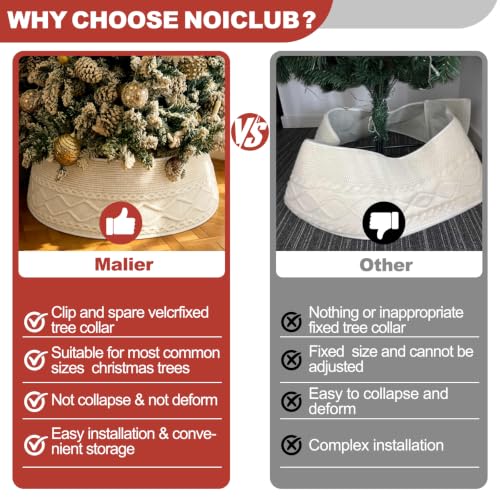 Cream Knit Christmas Tree Collar - Large 23-30 Inch Holiday Decor