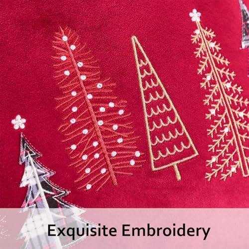 Tosleo Christmas Tree Velvet Throw Pillow Covers, 18x18 Inch - Set of 2