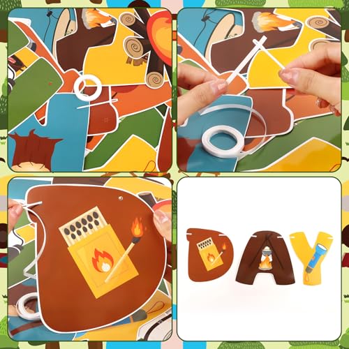 Hxezoc Camping Happy Birthday Banner Garland Outdoor Adventure Party Decor