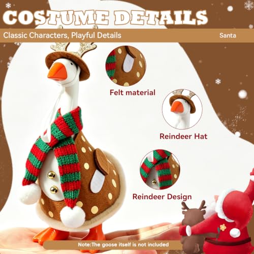 Christmas Desk Goose Outfits Set for 7 Inch Mini Desktop Goose Statue - 3 Styles