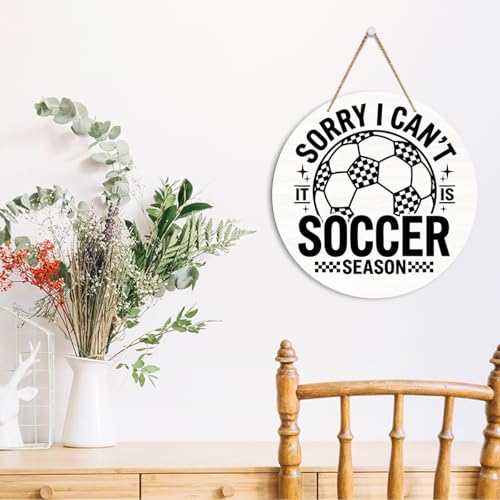 Soccer Wooden Door Decor Sign - 11.8 Inch Football Fan Wall Hanger