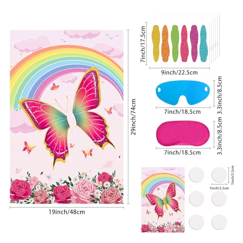 Pin The Tail on The Butterfly Game - 36 Tails & Large Poster