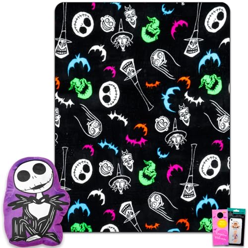 Nightmare Before Christmas Blanket and Pillow Set for Kids - Jack Skellington Travel Accessories