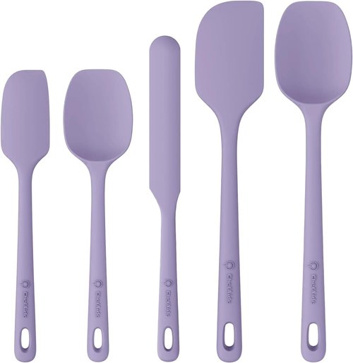 ChefAide Silicone Spatula Set - 5 Pieces, Ergonomic Grip, Heat Resistant Up to 600°F for Nonstick Cookware