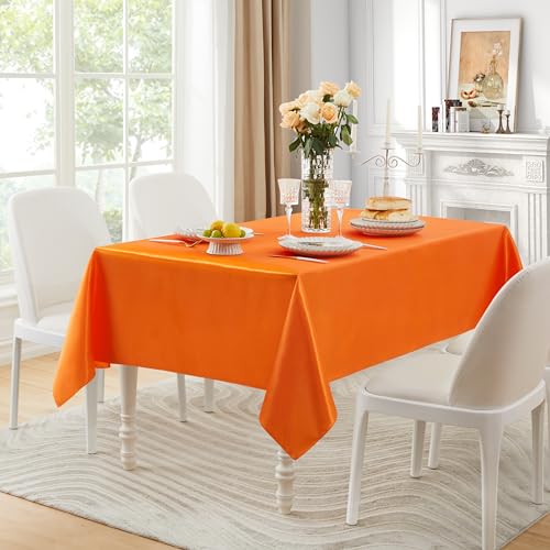 6 Pack Satin Rectangle Table Covers - 60 x 102 Inches, Orange - Party Tablecloths