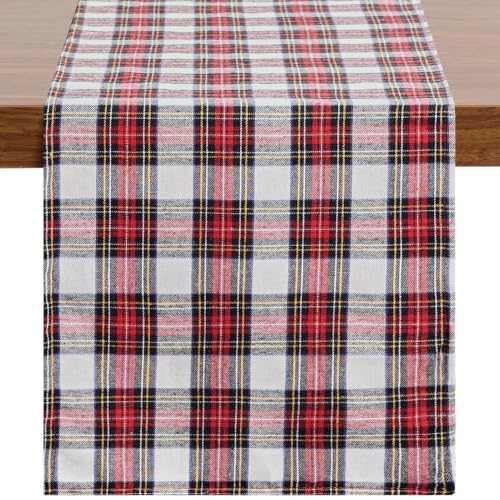 Christmas Checkered Table Runner - Red & White, 13 x 120 Inches - Variation of Red White Plaid / 13 x 120" | Table Runner