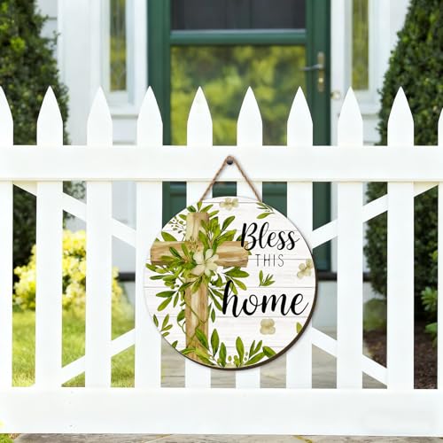 Spring Wooden Wreath for Front Door - Easter Butterfly Welcome Sign
