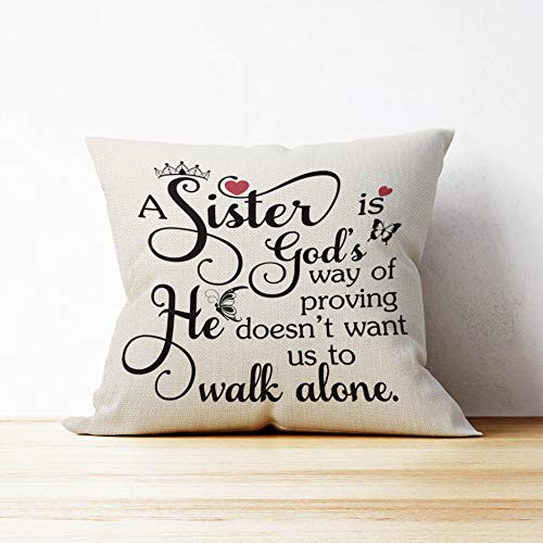 Sister Pillow Cover 18x18 - Black Cotton Linen Decorative Throw