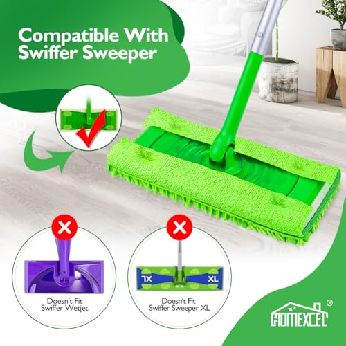 HOMEXCEL 10 Pack Microfiber Mop Pads - Compatible with Swiffer Sweeper