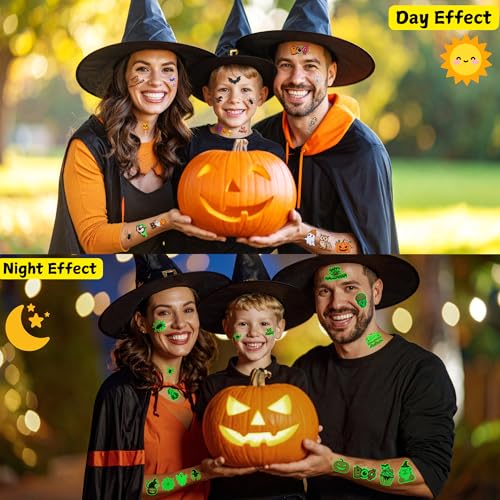 Glow in the Dark Halloween Temporary Tattoos 60-Pack - Spooky Party Favors