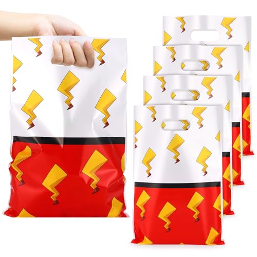 50 Pcs Cartoon Birthday Gift Bags - Red & White Party Favor