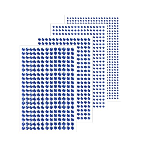 Self-Adhesive Blue Rhinestone Stickers - 4 Sizes Gem Sheets for Crafts & Nails