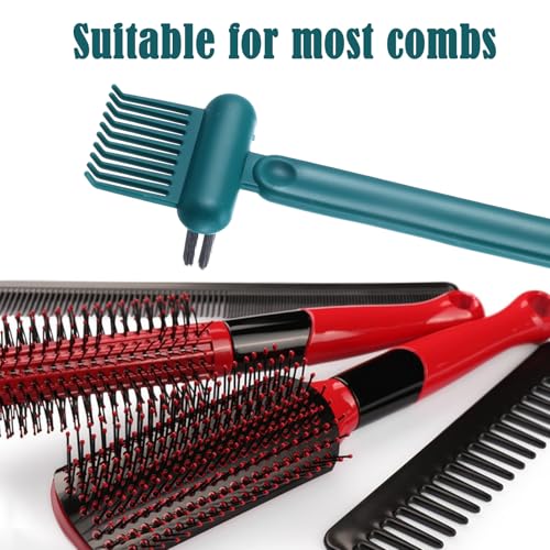 Qianyu 2-in-1 Hair Brush Cleaner Tool - Portable Comb Cleaner & Remover (Green)