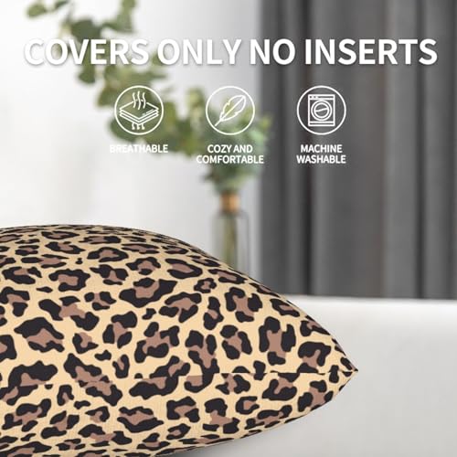 Jbofyee Leopard Throw Pillow Covers 20x20 Inch, Soft Cheetah Print Set of 2