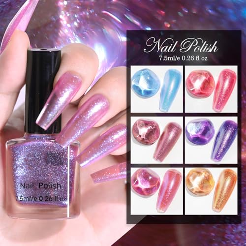 Yimart Holographic Chameleon Gel Nail Polish 7.5ml Sparkly Iridescent Chrome Glitter