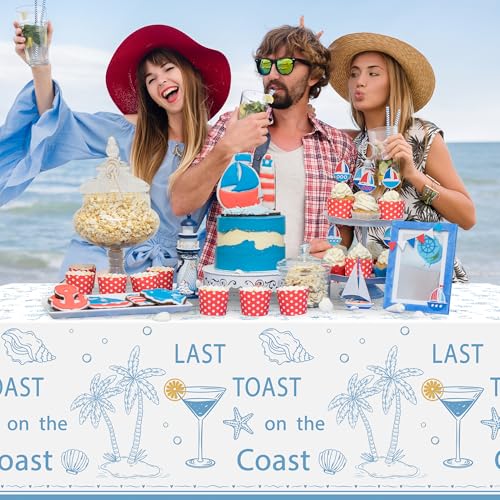 3-Pack Last Toast on the Coast Bachelorette Party Tablecloths - Coastal Theme