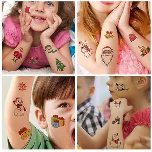 Christmas Temporary Tattoos, 30 Sheets Festive Holiday Stickers