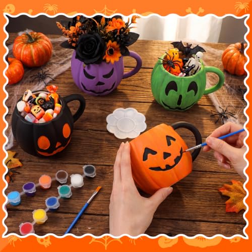 Halloween Paint Your Own Mug Set - Pumpkin Pals with Painting Kit, 4 Pack