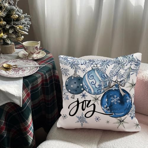 AACORS Blue Christmas Throw Pillow Cover 20x20 Inch Holiday Farmhouse Decor