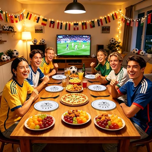 World Cup Soccer Dessert Plates Set - 60 Pcs with Forks