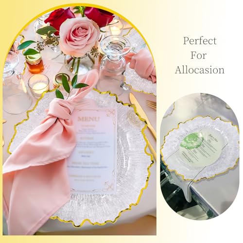 Clear Reef Charger Plates Set of 50 - 13 Inch Gold Rim Acrylic Dining Decor - Variation of THIS listing