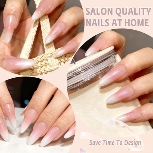 Pink Ombre Cat Eye Press on Nails - Medium Almond False Nails with Glue