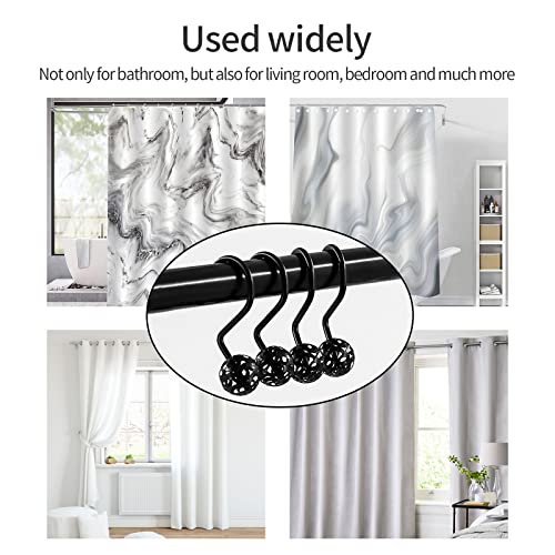 MitoVilla Black Metal Shower Curtain Hooks - Rust-Proof Rings for Easy Installation