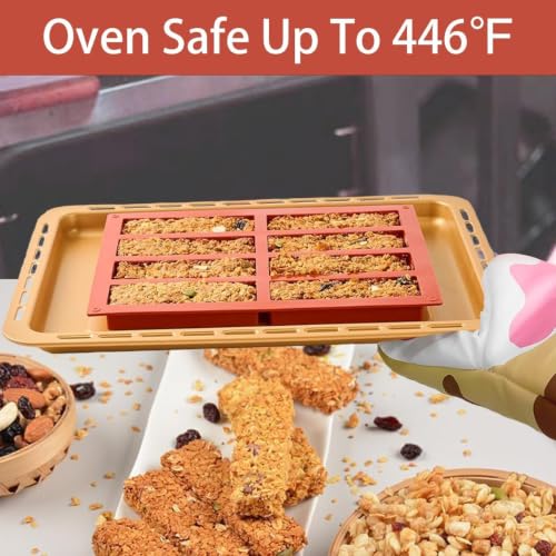 Gobrevv 2PCS Red Silicone Chocolate & Cereal Bar Molds Set - 8 Cavities