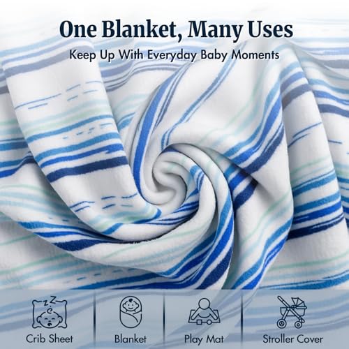 Ocean Stripe Baby Swaddle Blanket - Soft, Breathable & Stretchy