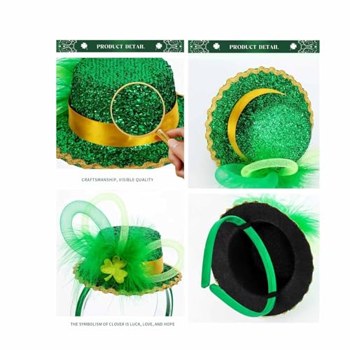 Green St. Patrick's Day Top Hat Headband for Adults