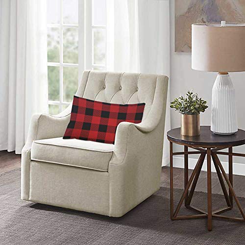EKOBLA Buffalo Plaid Throw Pillow Cover 20x30 Inch, Red & Black Lumbar Case