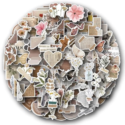 120 Vintage Aesthetic Stickers - Waterproof Vinyl for Journaling & DIY