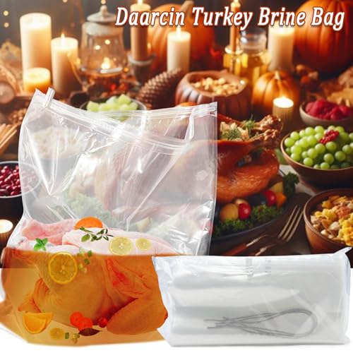 Daarcin Extra Large Turkey Brine Bags 26x24in 35lb Food Grade Saline Bags (3 Pack)